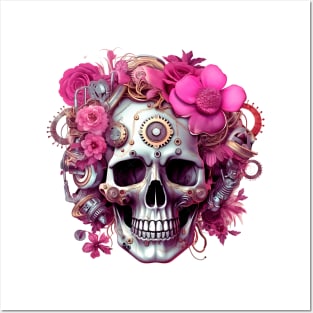 Pink Steampunk Skull Posters and Art